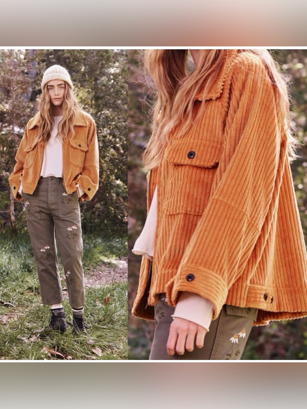 THE GREAT. Corduroy Mechanic jacket in mustard yellow